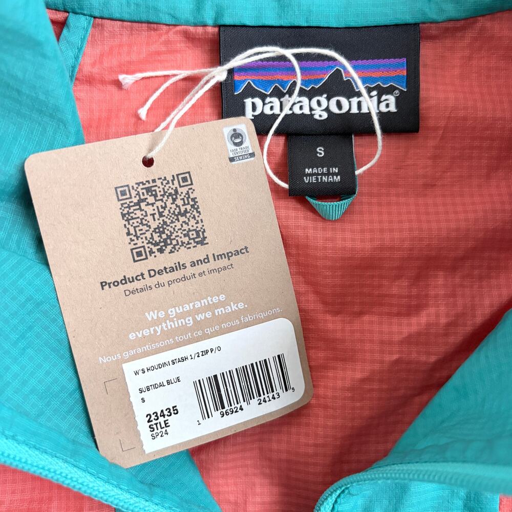 Patagonia Women's Houdini Stash 1/2-Zip Pullover Subtidal Blue Small NWT - Picture 3 of 3